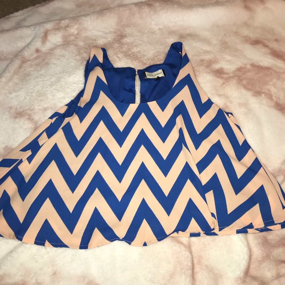 Blue and cream crop top
